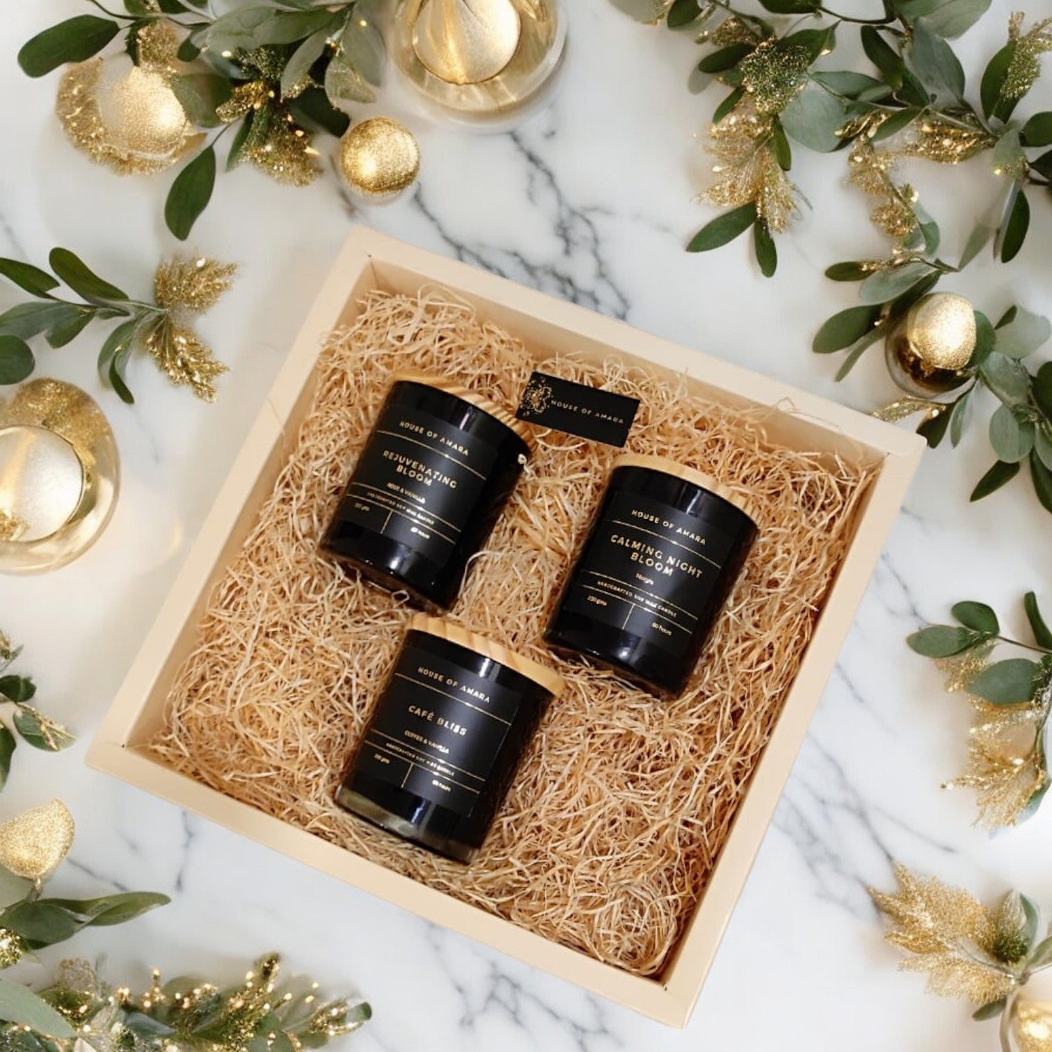 Gilded Candle Trio – Luxury Scented Candle Gift Set Main image