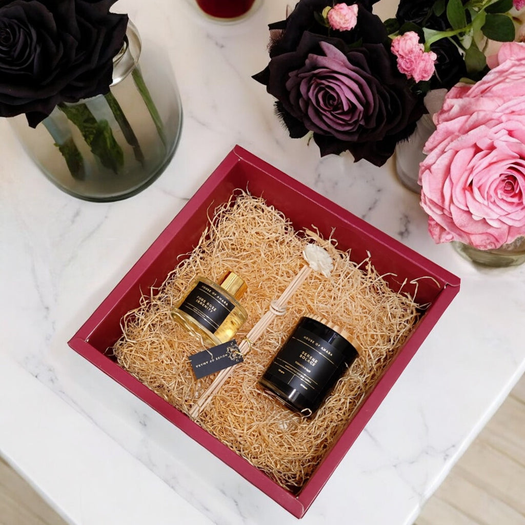 Luxe Sanctuary – Premium Reed Diffuser & Candle Gift Set