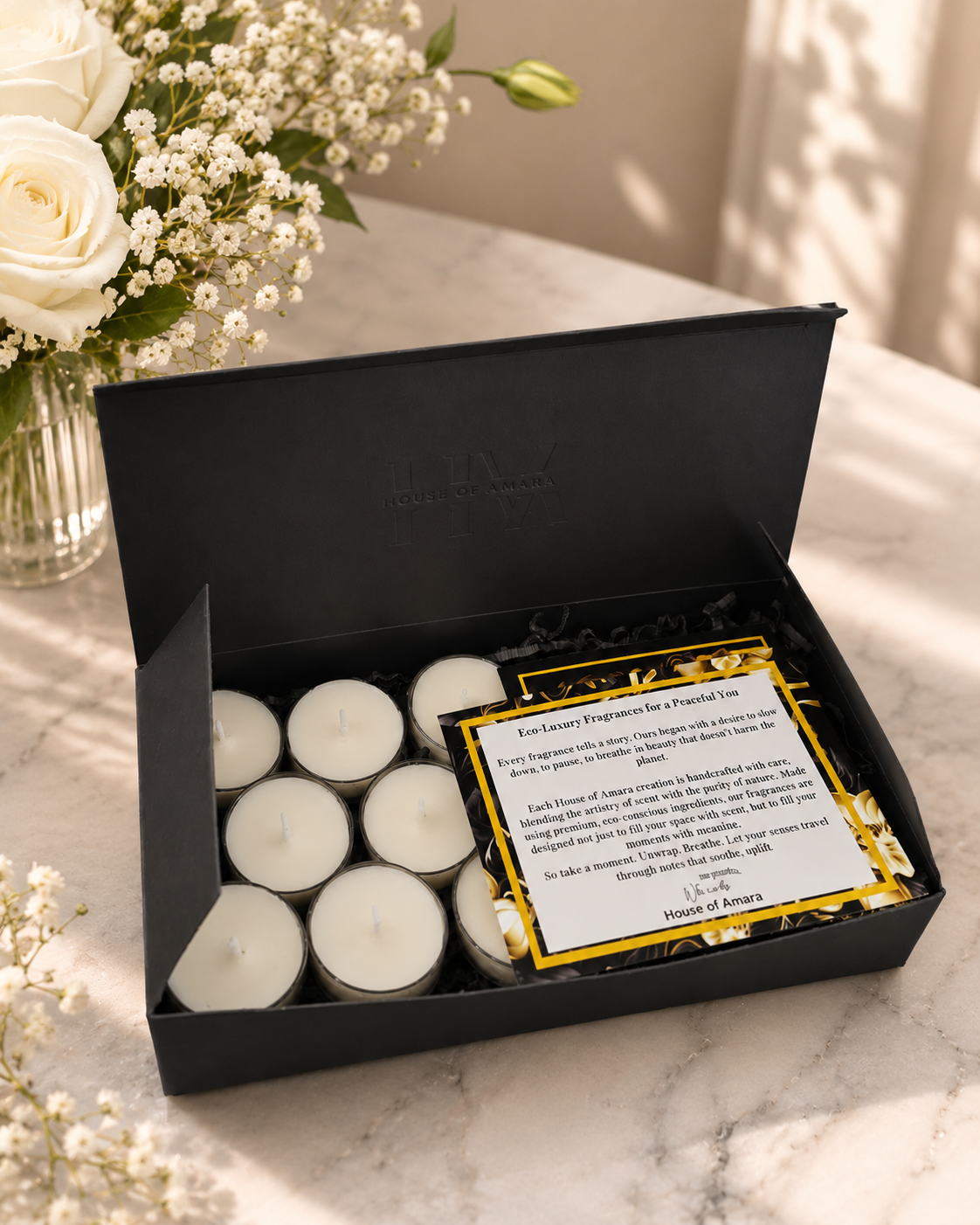 House of Amara Candle Discovery Set | 9 Scented Soy Wax Tea Lights | Luxury Fragrance Sample Gift Box