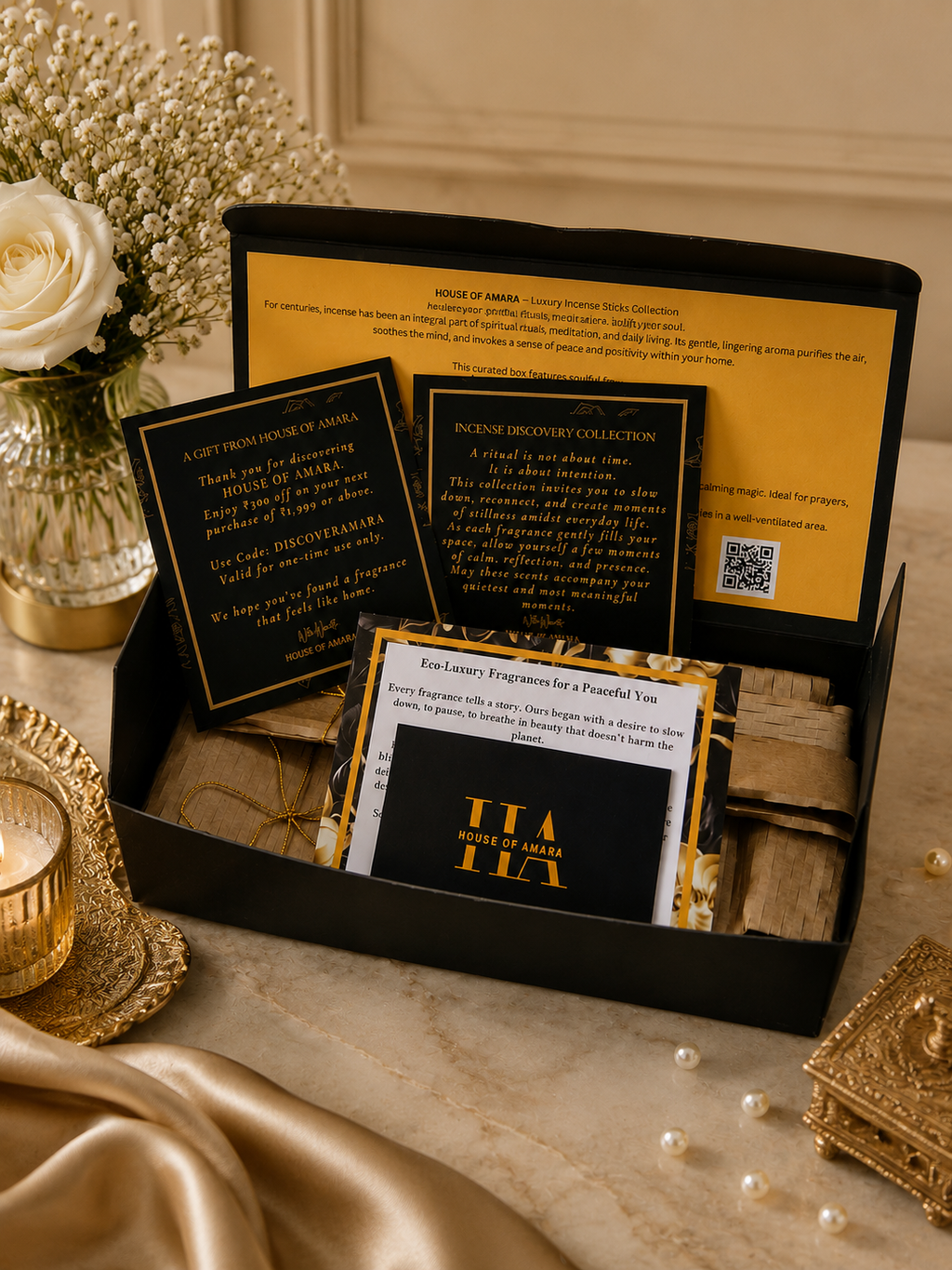 Luxury Incense Sticks Discovery Kit | 5 Charcoal-Free Organic Incense Fragrances | House of Amara