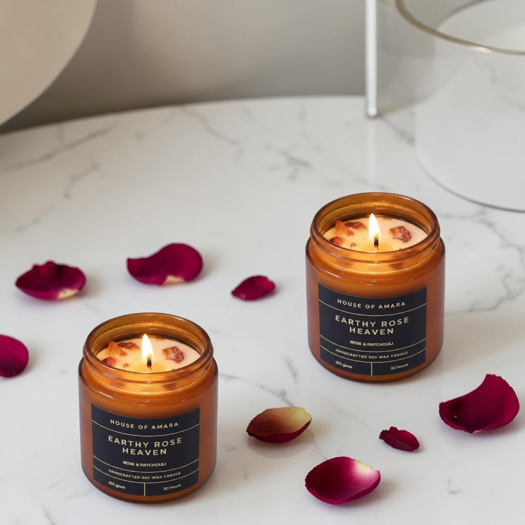 Earthy Rose Heaven Vanilla Rose Candle