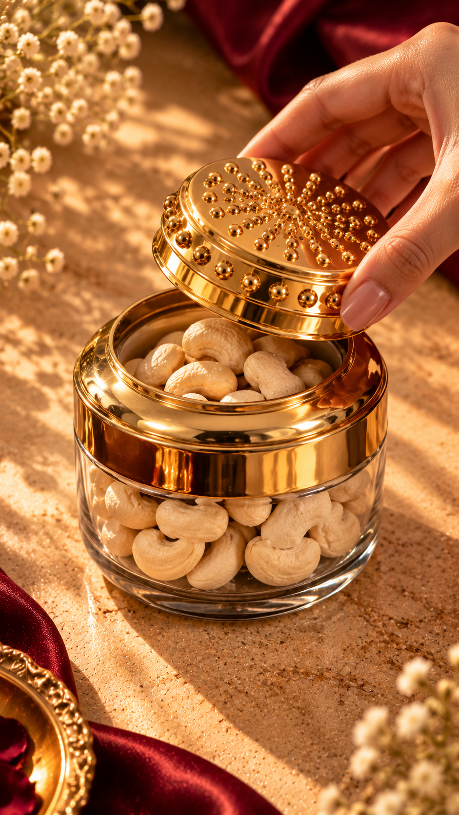 House of Amara Festive Indulgence Hamper | Luxury Candles & Dry Fruits Gift Set