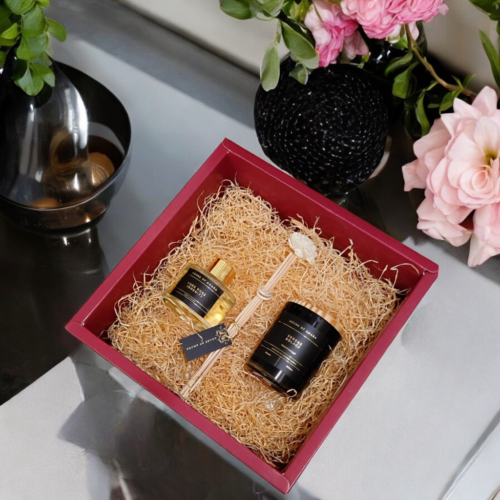 Luxe Sanctuary – Premium Reed Diffuser & Candle Gift Set