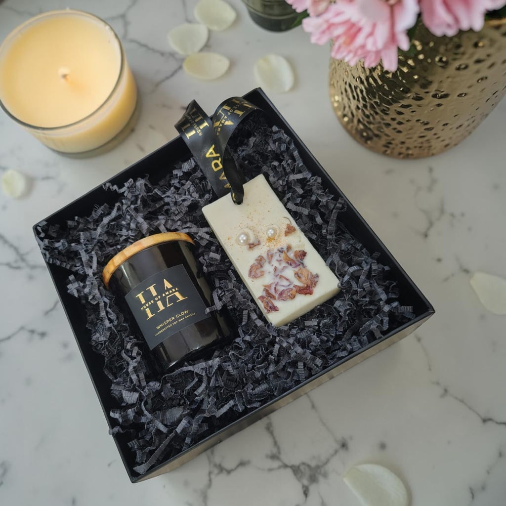 Light & Calm Luxury Gift Hamper | Scented Candle & Wardrobe Wax Bar