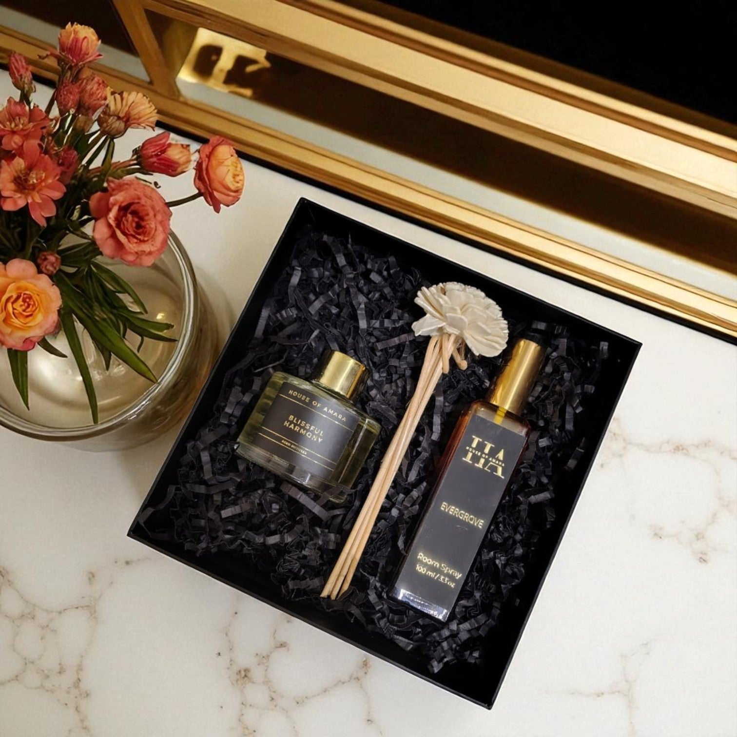 Sattva Aura Luxury Gift Hamper | Reed Diffuser & Room Spray Gift Set