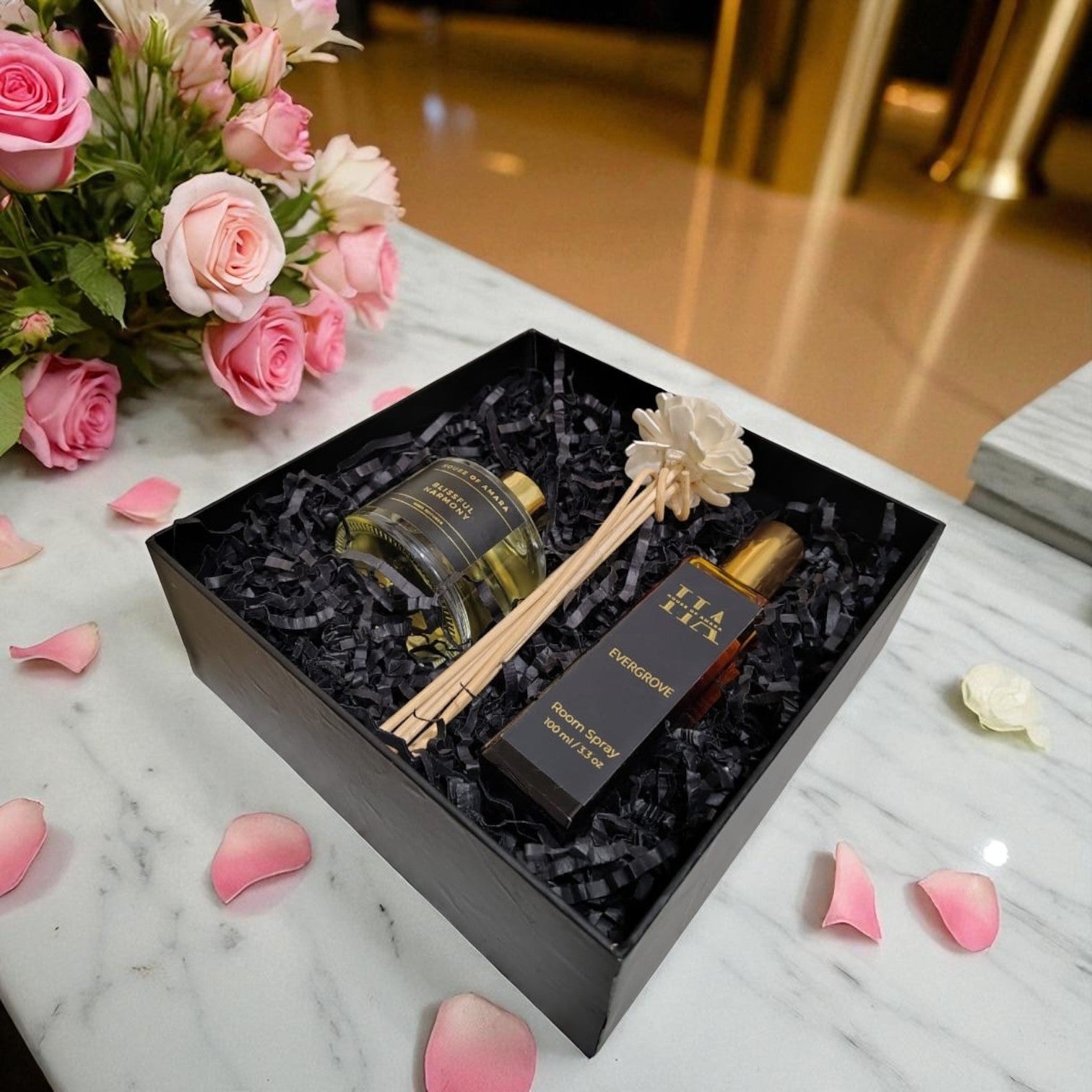 Sattva Aura Luxury Gift Hamper | Reed Diffuser & Room Spray Gift Set